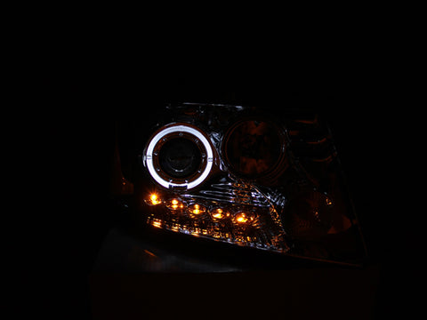 ANZO USA Projector Headlight Set w/Halo; Clear Lens; Chrome Housing; Pair; w/1 pc. LED;