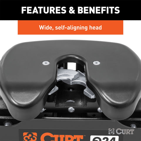 CURT Q24 5th Wheel Hitch; Select Silverado; Sierra 2500; 3500 HD; 8ft. Bed Puck Syste
