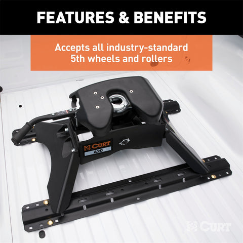 CURT Universal 5th Wheel Base Rails; 25K (Carbide Black)