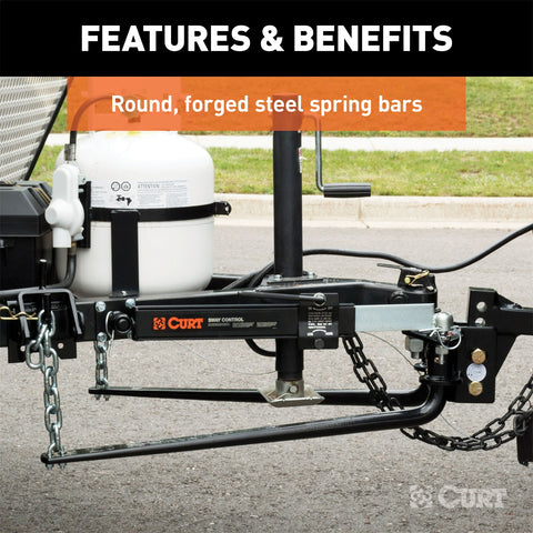 CURT Round Bar Weight Distribution Hitch with Integrated Lubrication (8-10K)