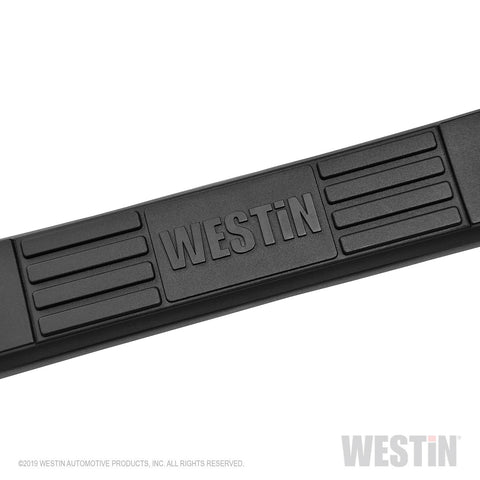Westin E-Series 3 Round Nerf Step Bars; Black; Mount Kit Included; For Super Crew Cab;