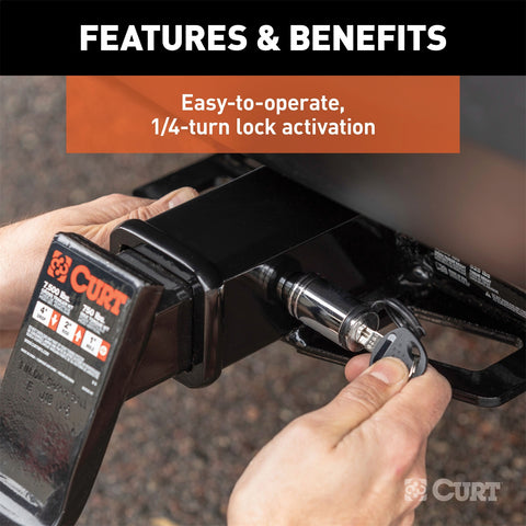 CURT CURT 23515 Trailer Hitch Lock; 5/8-Inch Pin Diameter; Fits 2-Inch Receiver