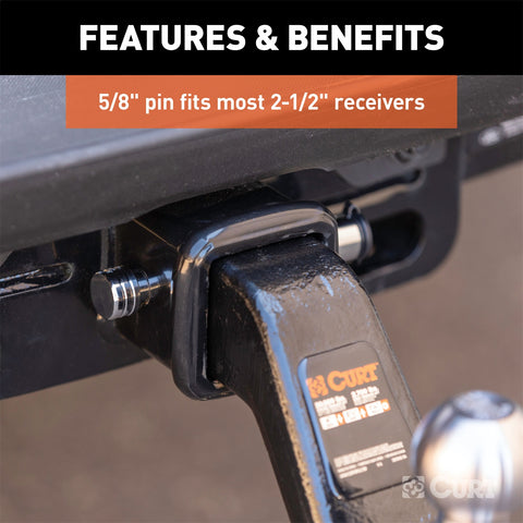 CURT 5/8in. Hitch Lock (2in. or 2-1/2in. Receiver; Barbell; Chrome)