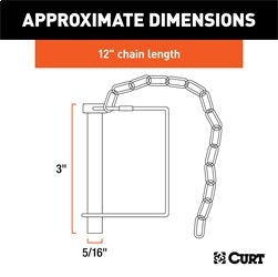 CURT 5/16in. Safety Pin with 12in. Chain (3in. Pin Length; Packaged)