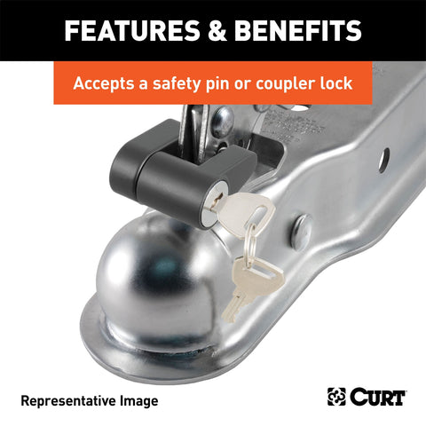 CURT 2in. Straight-Tongue Coupler with Posi-Lock (2-1/2in. Channel; 3;500 lbs; Zinc)
