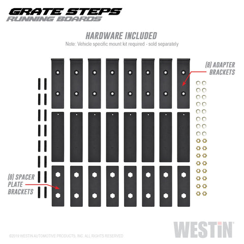 Westin Grate Steps Running Boards; Textured Black; 79 in.; Mount Kit Not Included;