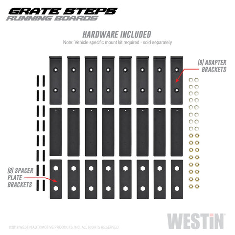 Westin Grate Steps Running Boards; Textured Black; 86 in.; Mount Kit Not Included;