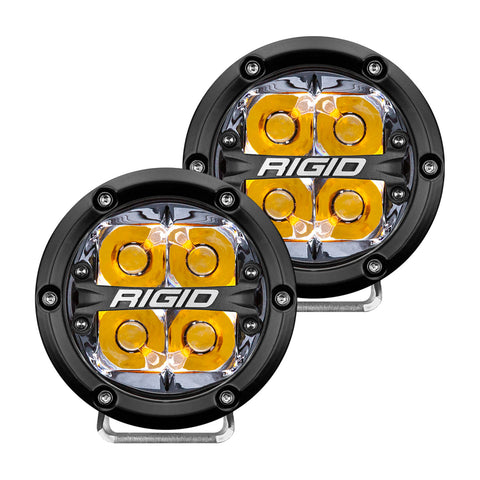Rigid Industries RIGID 360-Series 4 Inch Off-Road LED Light; Spot Beam; Amber Backlight; Pair