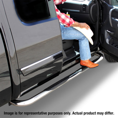 Go Rhino 3in. Tubular Side Bars for 2019 Chevy/GMC 1500 Crew Cab; Chrome Finish