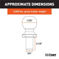 CURT 1-7/8in. Trailer Ball (3/4in. x 2-1/8in. Shank; 2;000 lbs.; Chrome)