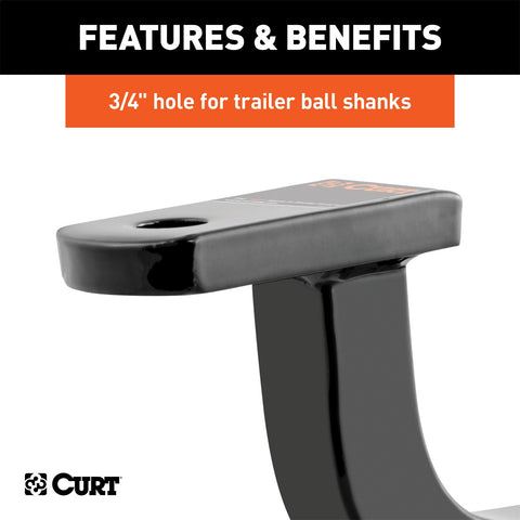 CURT Class 2 Ball Mount (1-1/4in. Shank; 3;500 lbs.; 5in. Rise; 9-5/8in. Long)