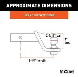 CURT Loaded Ball Mount with 2-5/16in. Ball (2in. Shank; 7;500 lbs.; 4in. Drop)