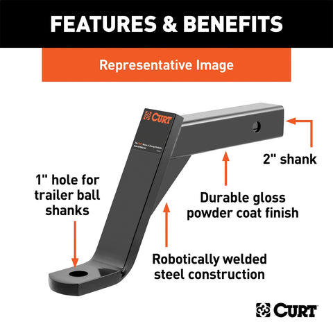 CURT Class 3 Ball Mount (2in. Shank; 5;000 lbs.; 10in. Drop; 13in. Long)