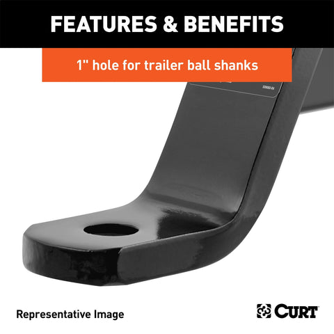 CURT Dual-Length Ball Mount (2in. Shank; 7;500 lbs.; 4in. Drop; 8-1/8in. or 11-1/8in.