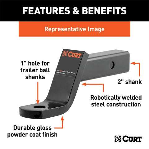 CURT Class 3 Ball Mount (2in. Shank; 7;500 lbs.; 2in. Drop; 12-1/4in. Long)