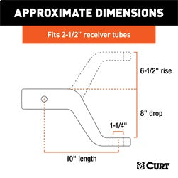 CURT Commercial Duty Forged Ball Mount (2-1/2in. Shank; 20;000 lbs.; 8in. Drop)