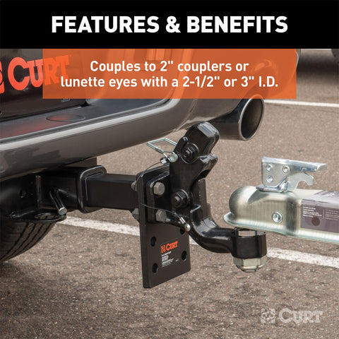 CURT CURT 48190 Pintle Hitch with 2-Inch Trailer Ball; 16;000 lbs; Mount Required