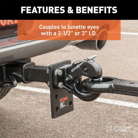 CURT Pintle Hook (20;000 lbs.; 2-1/2in. or 3in. Lunette Rings)