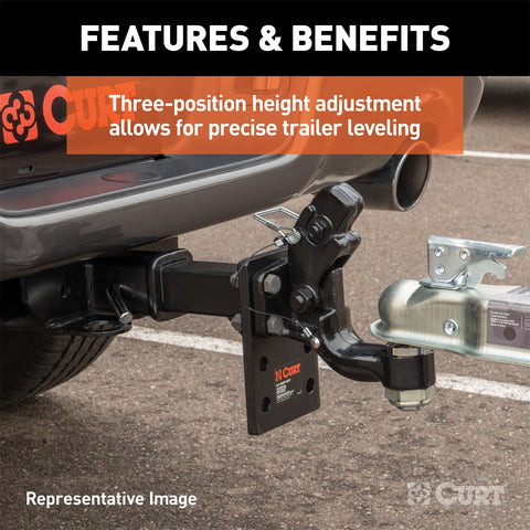 CURT Adjustable Pintle Mount (2-1/2in. Shank; 18;000 lbs.; 7in. High; 8in. Long)