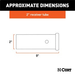 CURT CURT 49090 2-Inch x 9-Inch Weld-On Raw Steel Trailer Hitch Receiver Tube
