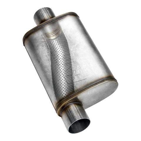 Flowmaster FlowFX Muffler; 3 Offset In/3 Center Out; Clamp On; 409 Stainless Steel;