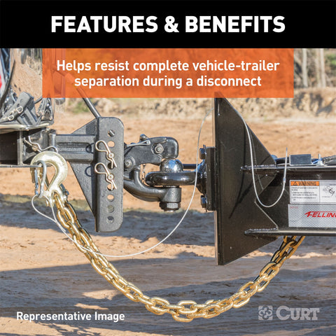 CURT 35in. Safety Chain with 1 Clevis Hook (24;000 lbs; Yellow Zinc)