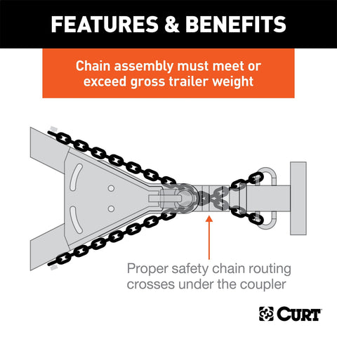CURT 35in. Safety Chain with 1 Clevis Hook (24;000 lbs; Yellow Zinc)