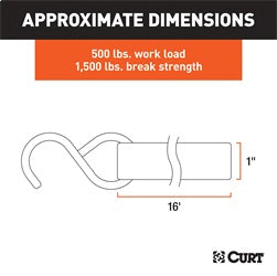 CURT 16ft. Red Cargo Straps with S-Hooks (500 lbs; 4-Pack)