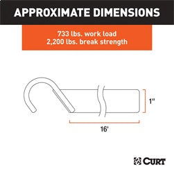 CURT 16ft. Blue Cargo Straps with J-Hooks (733 lbs; 2-Pack)