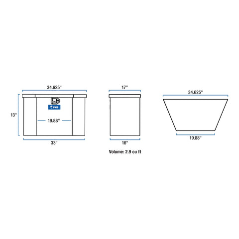 UWS Bright Aluminum 34in. Trailer Tongue Box with Low Profile (Heavy Packaging)
