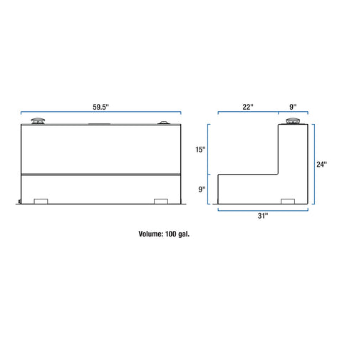 UWS Matte Black 100-Gallon L-Shape Steel Transfer Tank