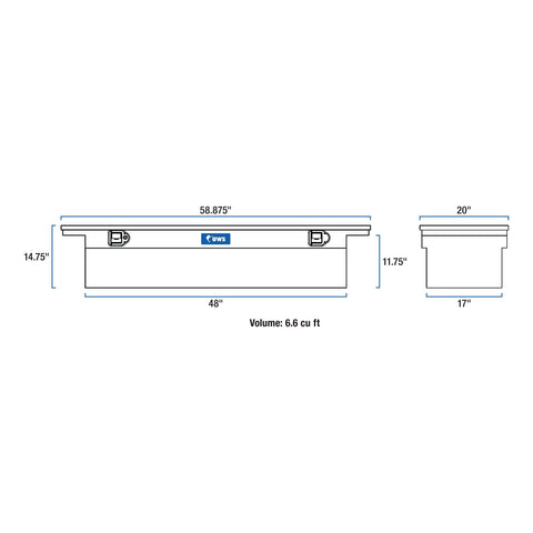 UWS Gloss Black Aluminum 58in. Truck Tool Box with Low Profile (LTL Shipping Only)
