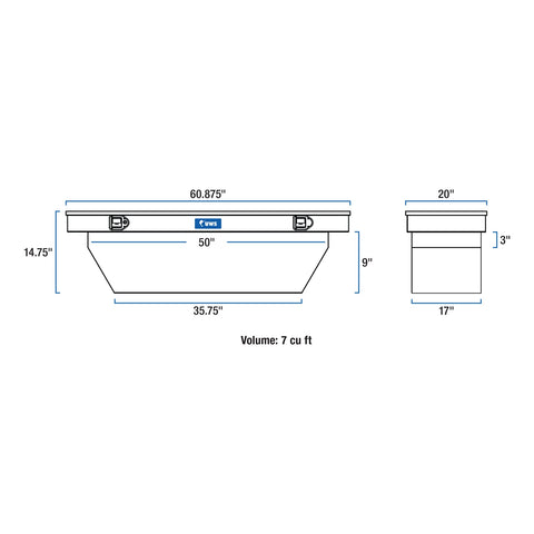 UWS Gloss Black Aluminum 60in. Angled Crossover Truck Tool Box (LTL Shipping Only)