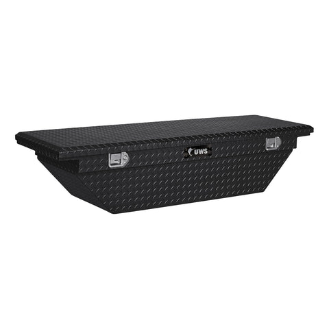 UWS Gloss Black Aluminum 63in. Angled Truck Tool Box; Low Profile (LTL Shipping Only