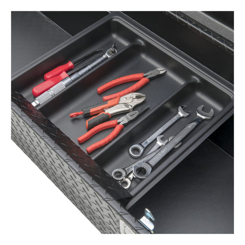 UWS Matte Black Aluminum 63in. Angled Truck Tool Box; Low Profile (LTL Shipping Only