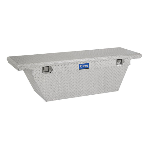 UWS Bright Aluminum 60in. Deep Angled Truck Tool Box; Low Profile (LTL Shipping Only