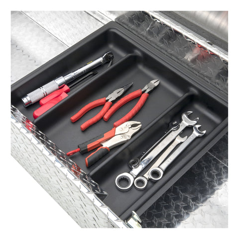 UWS Bright Aluminum 63in. Deep Angled Truck Tool Box; Low Profile (LTL Shipping Only