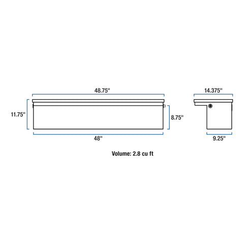 UWS Bright Aluminum 48in. Truck Side Tool Box with Low Profile (LTL Shipping Only)