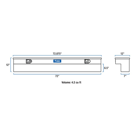UWS Bright Aluminum 72in. Truck Side Tool Box (LTL Shipping Only)